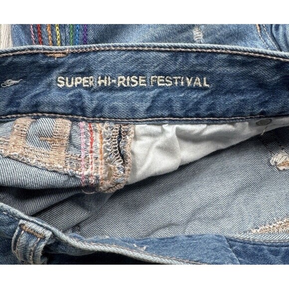 American Eagle Shorts Juniors 00 Super Hi Rise Festival Rainbow Measure W24 - Picture 5 of 7